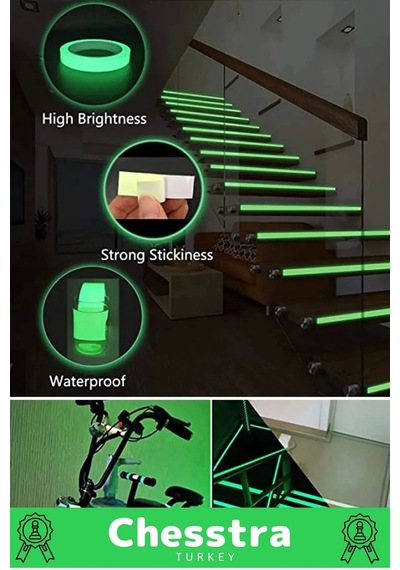 Karanlıkta Işık Veren Yansıyan Kendinden Yapışkanlı Reflektör Yeşil Şerit Fosfor Neon Bant 4 Metre