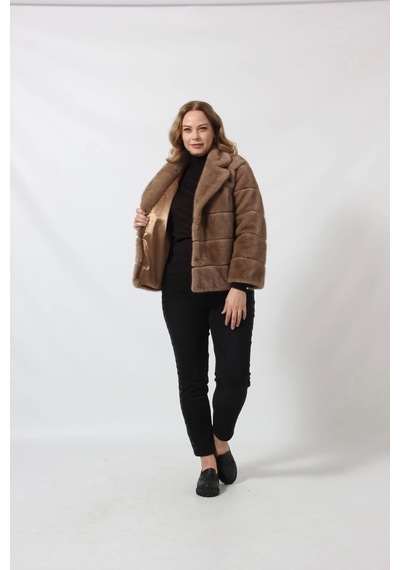 Moda Berray 3260 Vizon Suni Kürk Kısa Kaban Vizon