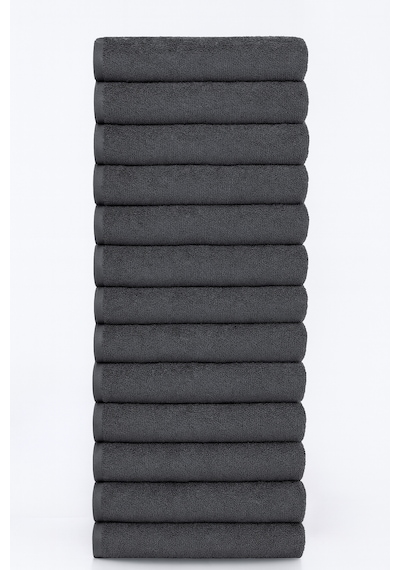 12 Adet Siyah 50 X 90 Cm Mikrofiber El Yüz Kuaför Berber Spor Havlusu Leke Ve Saç Boyası Tutmayan Antrasit