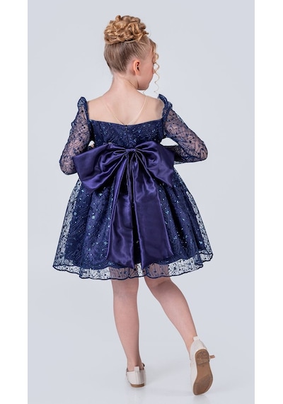 Mnk Baby & Kids Ruche Lipa Kız Çocuk Abiye M00783 Lacivert