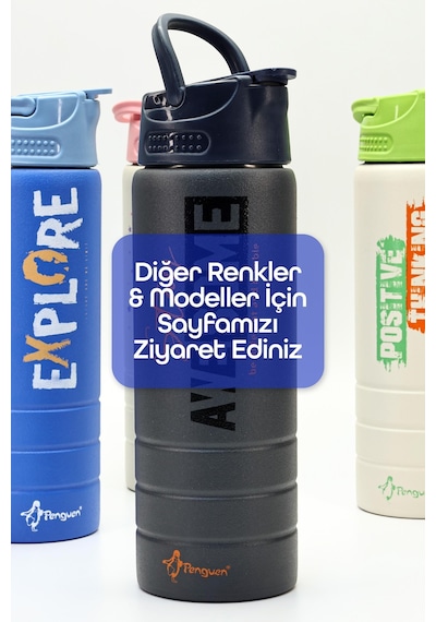 Paslanmaz 304 Çelik Matara Pipetli Motivasyon Matarası Suluğu 304 Çelik Suluk Pembe 750 Ml 1156 Pembe