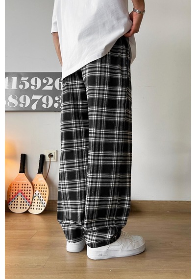 Flaw Beli Lastikli Ekoseli Pijama Siyah Siyah
