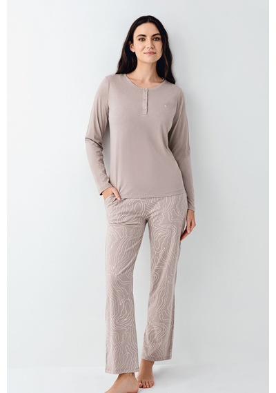 Pierre Cardin Kadın Kahverengi Pijama Takımı Pc9097-s-v1 Kahverengi