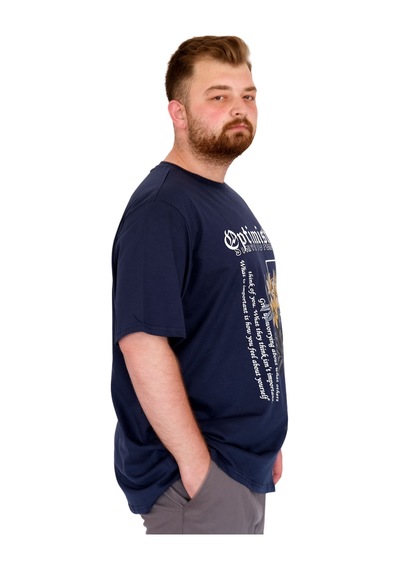 Mode Xl Büyük Beden Erkek T-shirt Bisiklet Yaka Optımıstıc U25028 İndigo İndigo