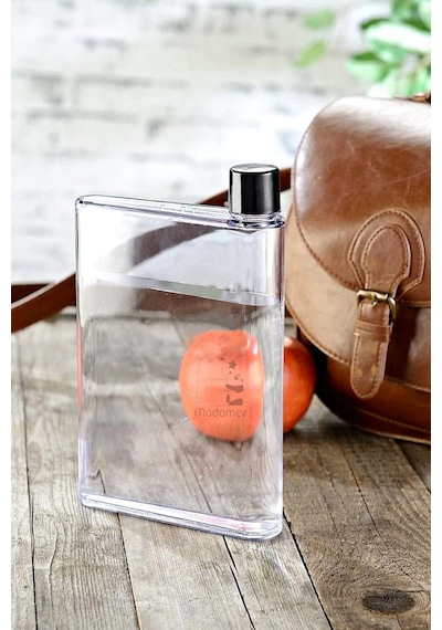 Tilbe Home A5 Bottle Motivasyon Su Matarası Şeffaf Notebook Taşınabilir Sporcu Suluk Su Şişesi 350ml ŞEFFAF
