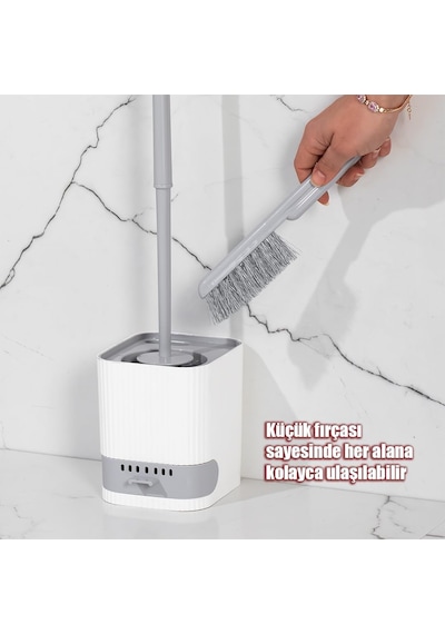 Porsima 2026 Pratik Temizlik Tuvalet Fırçalığı Banyo Tuvalet Fırçası Wc Fırçası - Gri Beyaz Diğer