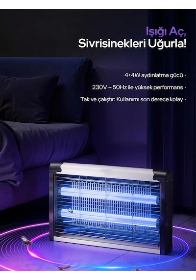 Çift Ampullü Elektrikli Sineklik Sivrisinek Kovucu Yakalama Cihazı 30 M² Etkili Sinek Kovucu