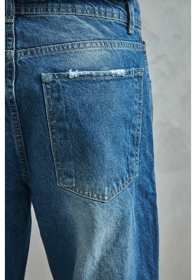 Erkek Baggy Jean Pantolon Koyu Mavi