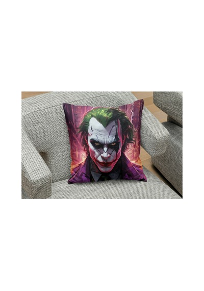 Joker Art Desenli Kare Yastık Kılıfı Çok Renkli
