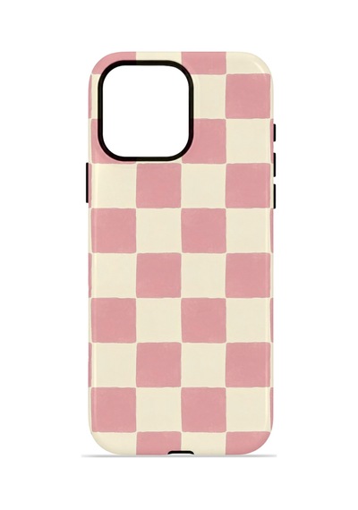Apple iPhone Uyumlu 15 Pro Max Vorian Çift Katmanlı Magsafe Kılıf Blush Checker
