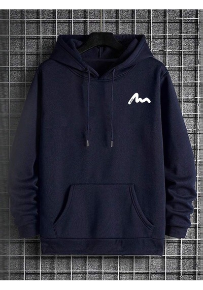 Uyguntarz Unisex Enjoy Cep Baskılı Oversize Sweatshirt Lacivert