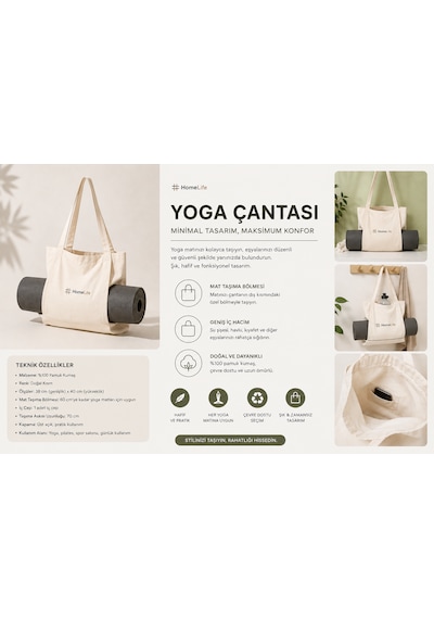 Homelife Yoga & Spor Çantası Yoga Matı Dahil Değildir Bej