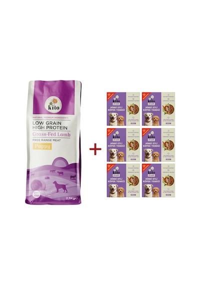 Kito Kuzu Etli Yavru Köpek Maması 2500 G + Kito Fresh Hindi Etli Köpek Yemeği 6'lı