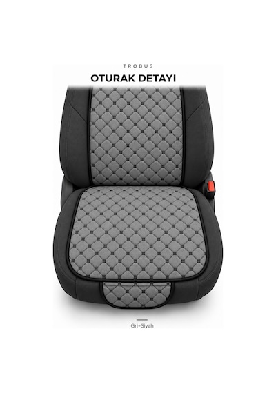 Üniversal Kapitone 7'li Terletmez Kumaş Koltuk Minderi Gri Siyah Gri