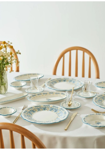 Bella Maison Liana Stoneware 26 Parça 6 Kişilik Kahvaltı Takımı Mavi Mavi