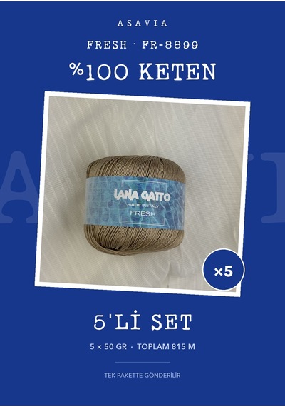 Lana Gatto Fresh Örgü İpi 5'li Set 5 X 50 Gr %100 Keten Fr-8899