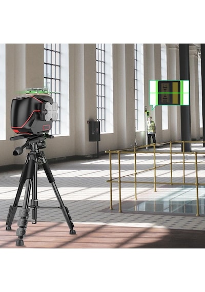 Kobb Kbl36gtp Profesyonel Li-ion Şarjlı 4x360⁰ Lcd Ekran Otomatik Hizalamalı Yeşil Çapraz Çizgi Lazer Distomat + Uzaktan Kumanda + Tripod + Taşıma Çan