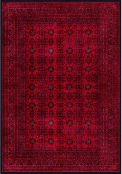 Çam Halı Gloria Td410 Bordo Afgan Desen Dokuma Saçaklı Kilim
