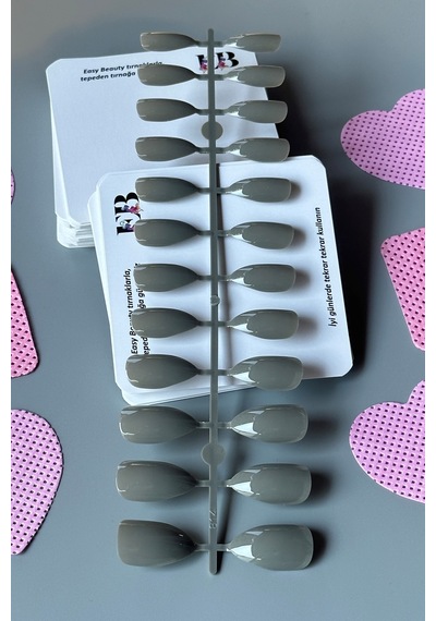24 Adet Renkli Badem Takma Tırnak 814 Gri
