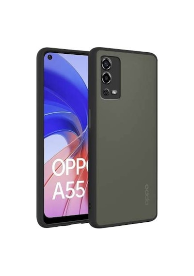 Fibaks Oppo A55 4G Uyumlu Kılıf Mat Parmak Izi Yapmaz Kamera Korumalı Renkli Tuşlu Sert Silikon