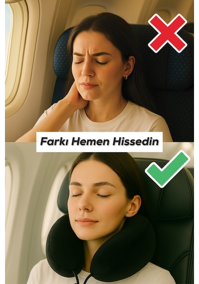 Viscofoam Comfy Ortopedik Seyahat Yastığı Visco Boyun Destekli Seyahat Yastığı - Siyah | Ergo Travel