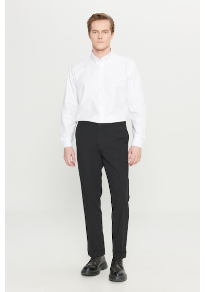Altınyıldız Classıcs Erkek Sıyah Slim Fit Dar Kesim Gofre Desenli Beli Gizli Lastikli Yan Cep Klasik Pantolon Siyah