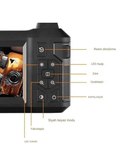 30 Metre Endoskop Ekranlı Yılan Kamera 1080p Sert Kablo Ics-330