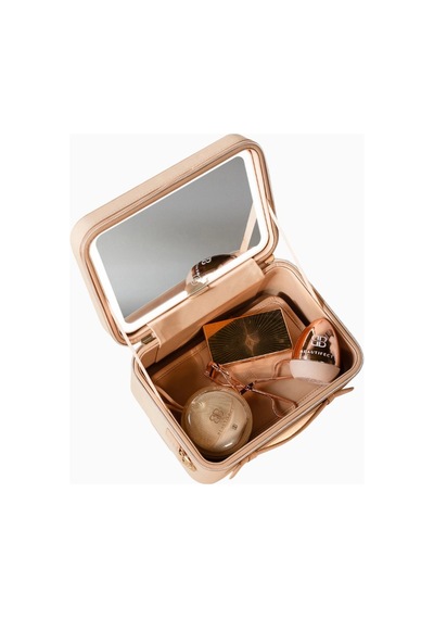Beautifect Mini Nude Lüks Aydınlatmalı Seyahat Makyaj Çantası Makyaj Çantaları Soft Nude