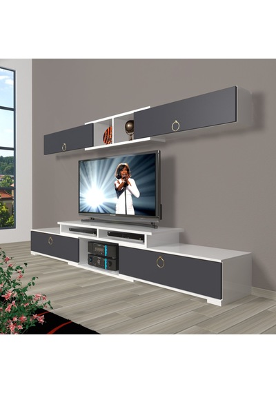 Decoraktiv Flex 5130 Mdf Gold Tv Ünitesi Tv Sehpası Beyaz - Antrasit