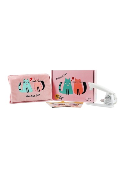 Any Morning Vaha 1200 Ml Çelik Termos, Açık Somon & Biggdesign Cats Elektrikli Sıcak Su Torbası Seti Açık Pembe