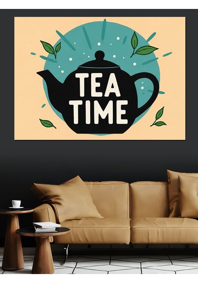 Çay Zamanı Vintage Tasarım Dekoratif Kanvas - Mdf Ahşap Tablo