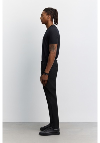 Avva Erkek Siyah Yanı Lastikli Viskon Karışımlı Slim Fit Pantolon A62y3053