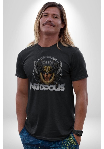 Neopolis Rottweiler Viking Unisex Unisex Siyah Organik Baskılı T-shirt Penye Yüksek Kalite Siyah