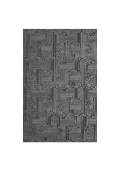 Raschel Carpet Bohem Emboss Premium Seri Kaymaz Taban Jel Taban Halı Yolluk Koyu Gri Gri