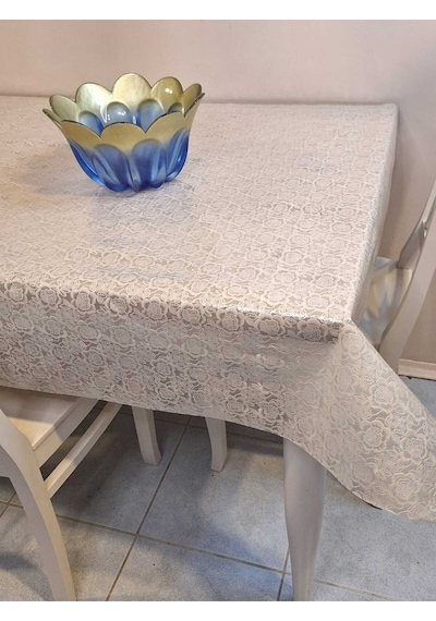 Ithal Pvc Muşamba - Desenli Silinebilir Masa Örtüsü 07iz04 Bej