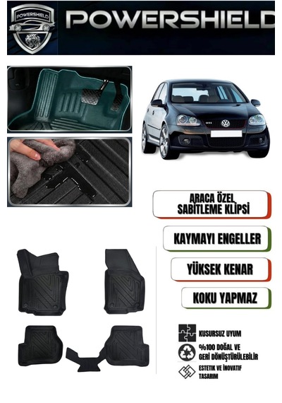 Powershıeld Volkswagen Golf 5 2005-2008 Arası Araca Özel Premium 5d Havuzlu Oto Paspas Takımı