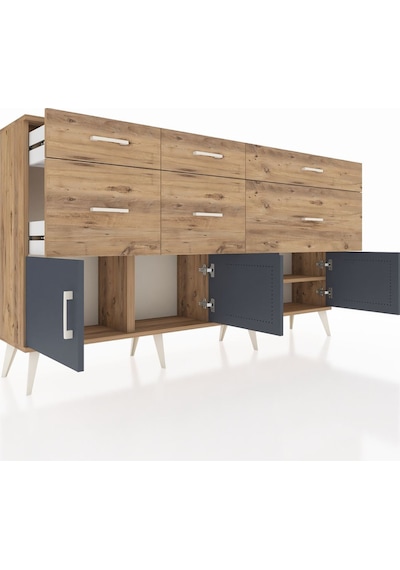 Arges Konsol Tek Raflı 6 Çekmeceli 4 Kapaklı 176x30x99 Çam-antrasit/çam Antrasıt/atlas Çam - Atlas Çam Arges Konsol Tek Raflı 6 Çekmeceli 4 Kapaklı 176x30x99 Çam-antrasit/çam Antrasıt/atlas Çam - Atlas Çam