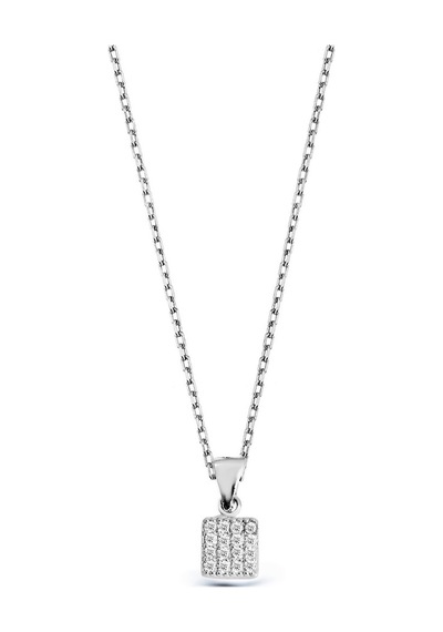 Argentum Concept - Zirkon Taşlı Gümüş Kare Kolye - N134601