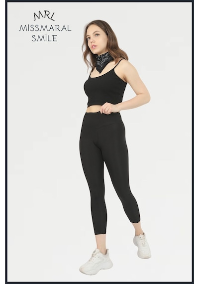 Missmaral Kadın Siyah Yüksek Bel Toparlayıcı Tayt Tam Boy Dalgıç Likralı Kumaş Casual & Comfort 102101 SiYAH