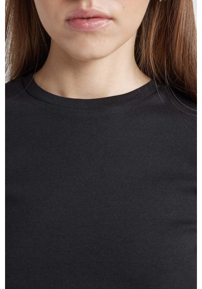 DeFacto Coool Fitted Ribana Basic Düz Kısa Kollu Tişört T9631AZ24SMBK81