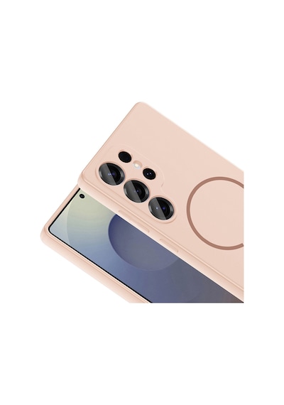 Mobilefix Galaxy S26 Ultra Kılıf M-safe Şarj Özellikli Zore Meta Kapak - Rose Pembe