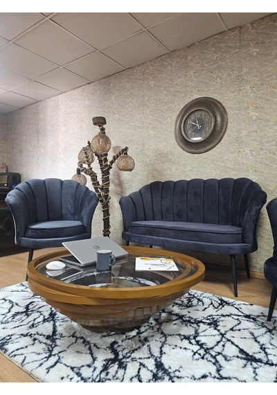 Zafir İstiridye Takım Siyah Boyalı Sivriltme Ayak Çay Seti Koltuk Takımı Füme