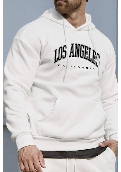 Uyguntarz Unisex Los Angles Baskılı Sweatshirt beyaz