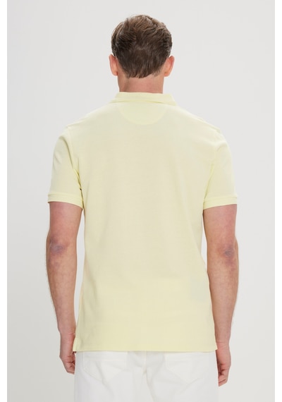AC&Co / Altınyıldız Classics Erkek Slim Fit Dar Kesim Polo Yaka %100 Pamuk Kısa Kollu Tişört Sarı