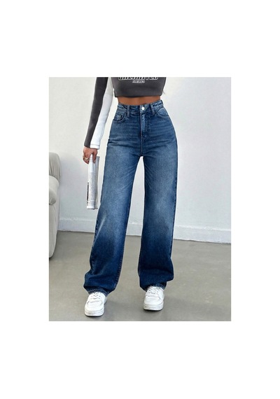 Kene Jeans Ön İşlemli Boru Paça Jeans Mavi