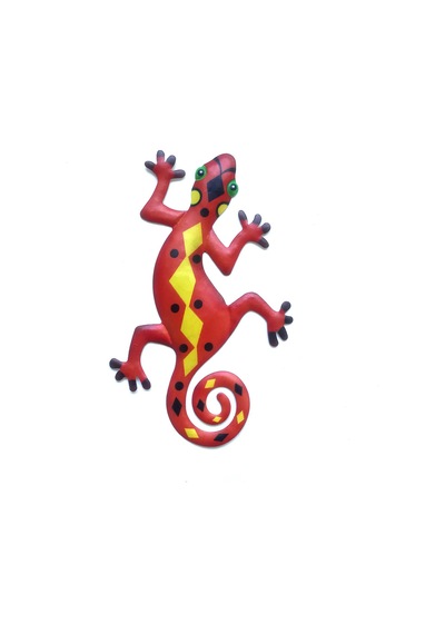 "canlı Metal Gecko Duvar Sanatı - Ev, Kafe Veya Bar Kapısı Asılı Süs İçin El İşi Kertenkele Dekoru" 1