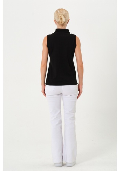 Kadın Regular Fit Kolsuz Polo SIYAH