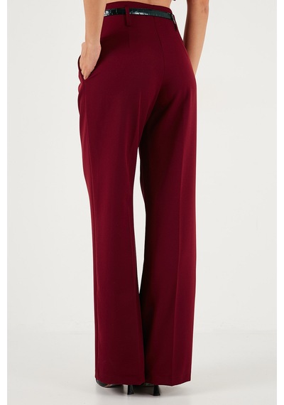 Lela Wide Leg Yüksek Bel Geniş Paça Palazzo Bayan Pantolon 65271262 Bordo