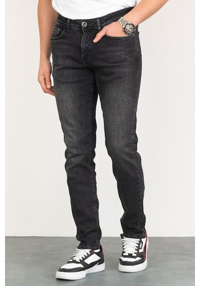 Erkek Taşlamalı Siyah Slim Fit Esnek Likralı Denim Jeans Kot Pan (524238360) Siyah