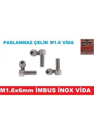 M1.6 Imbus Minik Mikro Vida Inox Adet ve Boy Seçenekli 24 Adet-4 MM
